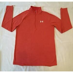 Under Armour Mens Loose Fit Red Long Sleeve Tech 1/2 Zip Pullover Shirt Medium